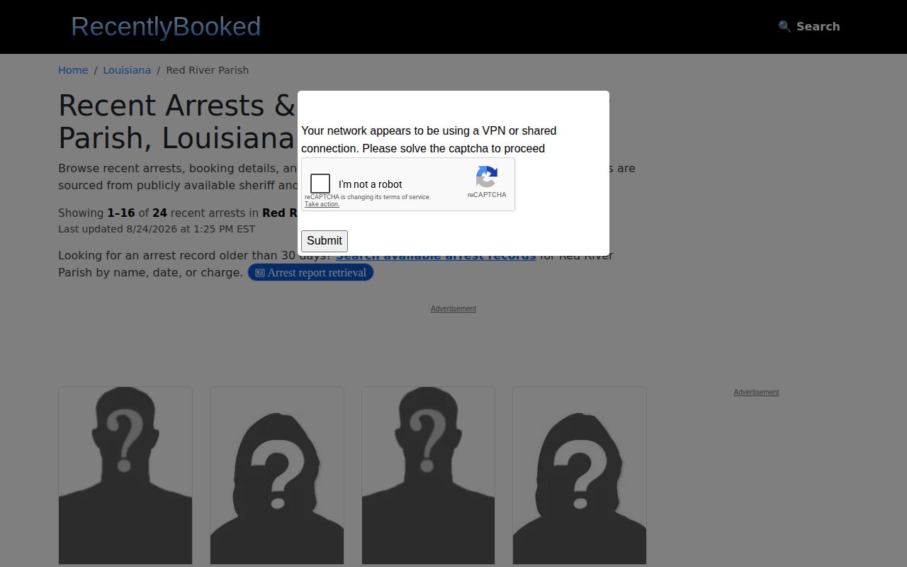 RecentlyBooked unofficial Red River Parish page